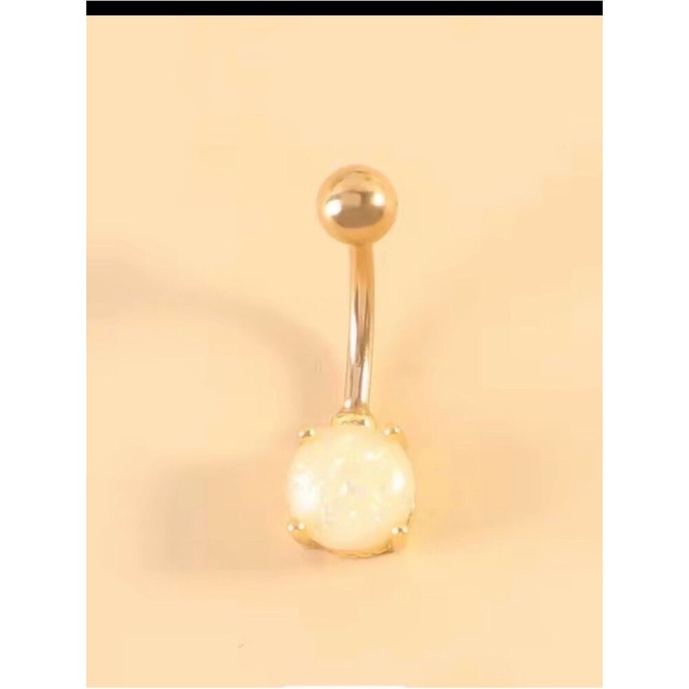 Gold Belly Button Ring w/Gemstone